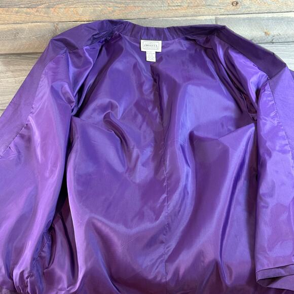 Vtg Croquet Club 100% Silk Jacket Size M Oversized Boyfriend Blazer 80s Purple - Picture 10 of 16